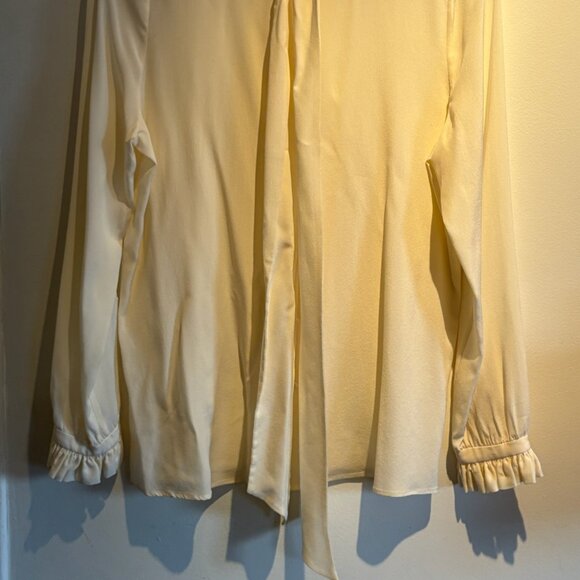 Yves Saint Lauren - Cream Long Sleeve Button Down Shirt with Ruffles - Picture 2 of 5